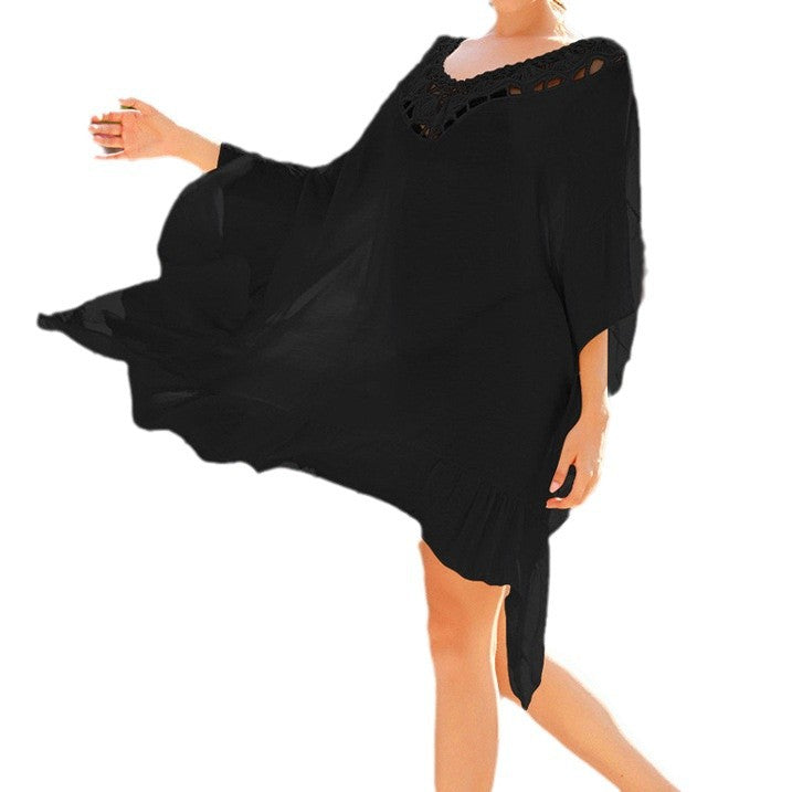Damen Strandtunika mit elegantem Häkelbesatz und fließendem Schnitt Drune