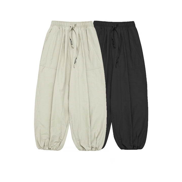 Unisex Weite Harem-Hose mit Kordelzugbund, elastischen Beinabschlüssen und Oversize-Silhouette Drune