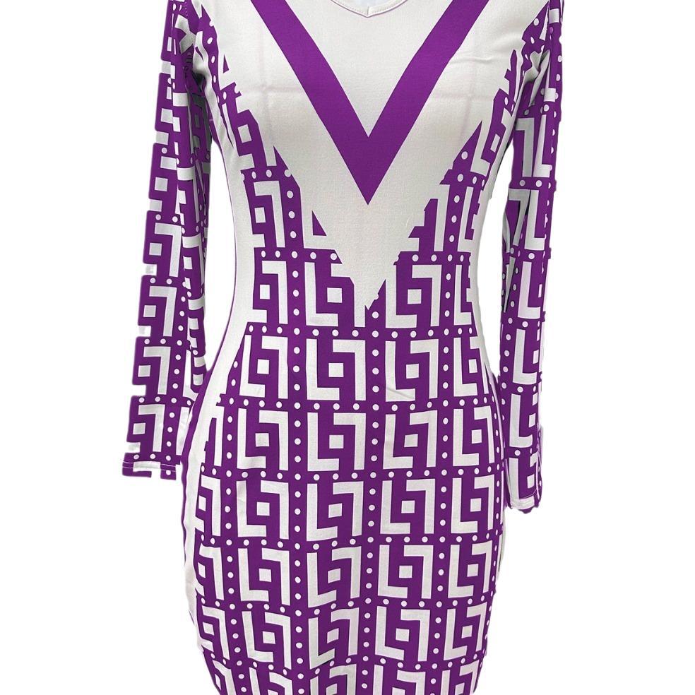 Damen Figurbetontes Etui-Kleid mit tiefem V-Ausschnitt und Dreiviertelärmeln Drune