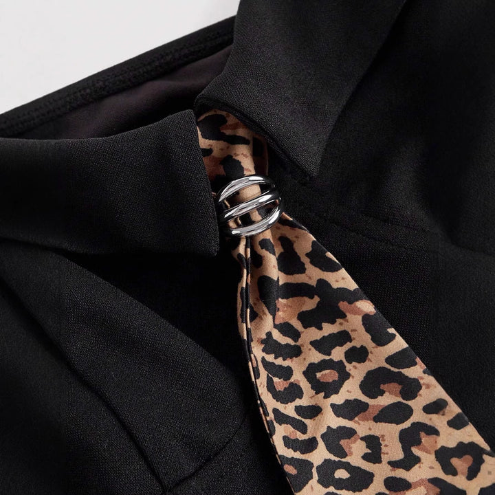 Damen Corsage mit modischem Tiermuster und tailliertem Schnitt Drune