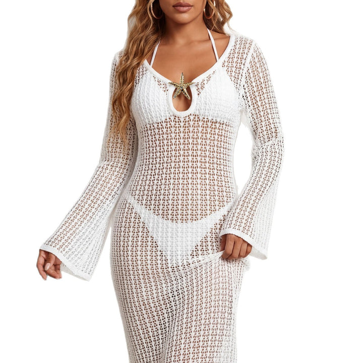Damen eleganter Häkel-Strandüberwurf Drune