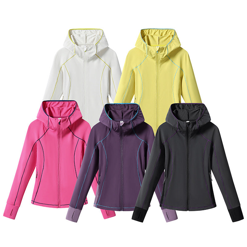 Damen Leichte Softshell-Kapuzenjacke mit ergonomischen Kontrastnähten und Daumenloch Drune