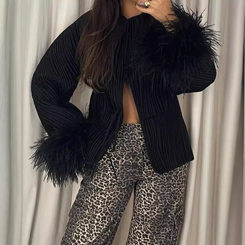 Damen Jacke mit Volantdetails und plissierter Struktur Drune