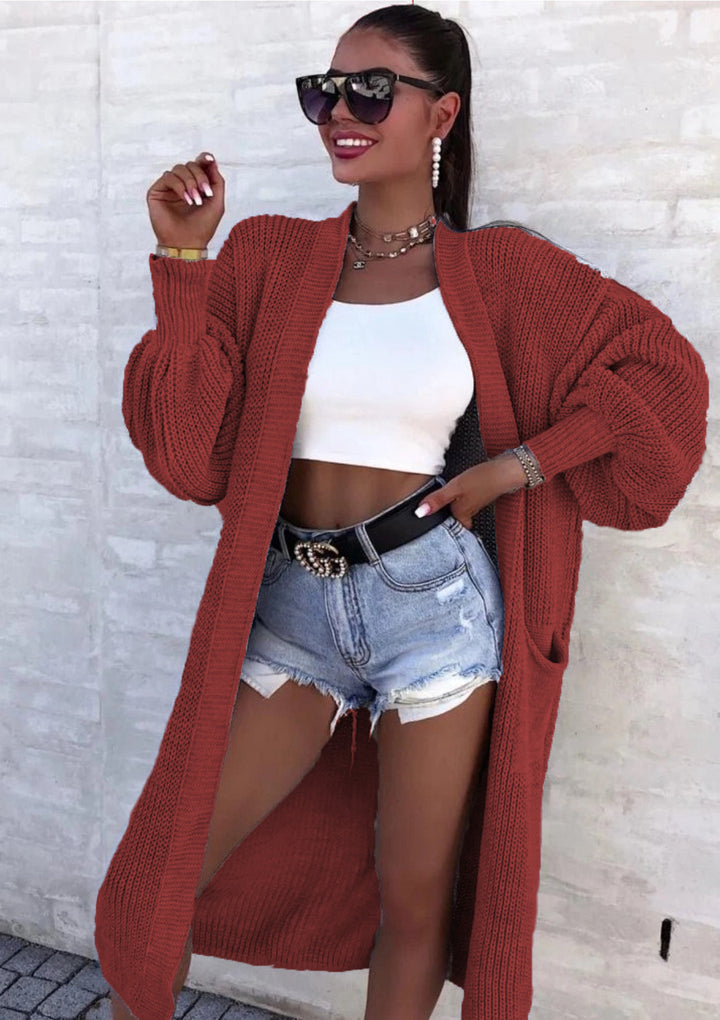Damen Lange Strickjacke Drune