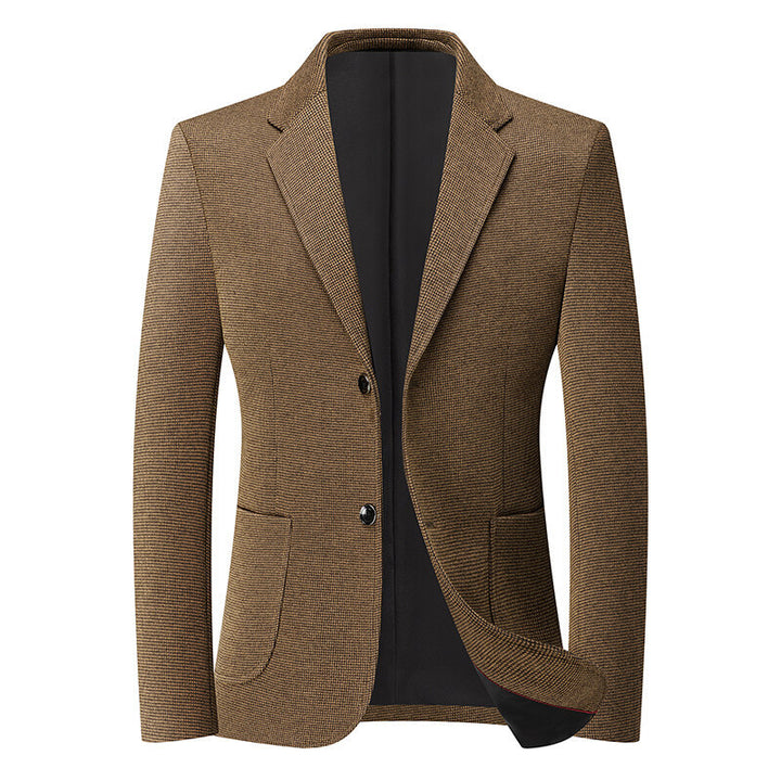 Herren Slim-Fit Blazer im feinen Struktur-Tweed mit aufgesetzten Pattentaschen Drune
