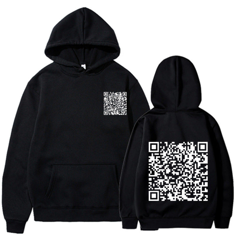 Damen Sportlicher Kapuzenpullover mit QR-Code Drune