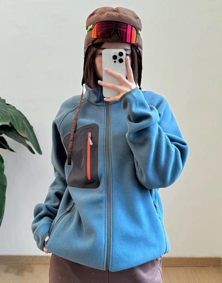 Damen Fleecejacke mit funktionalen Taschen und hohem Kragen Drune