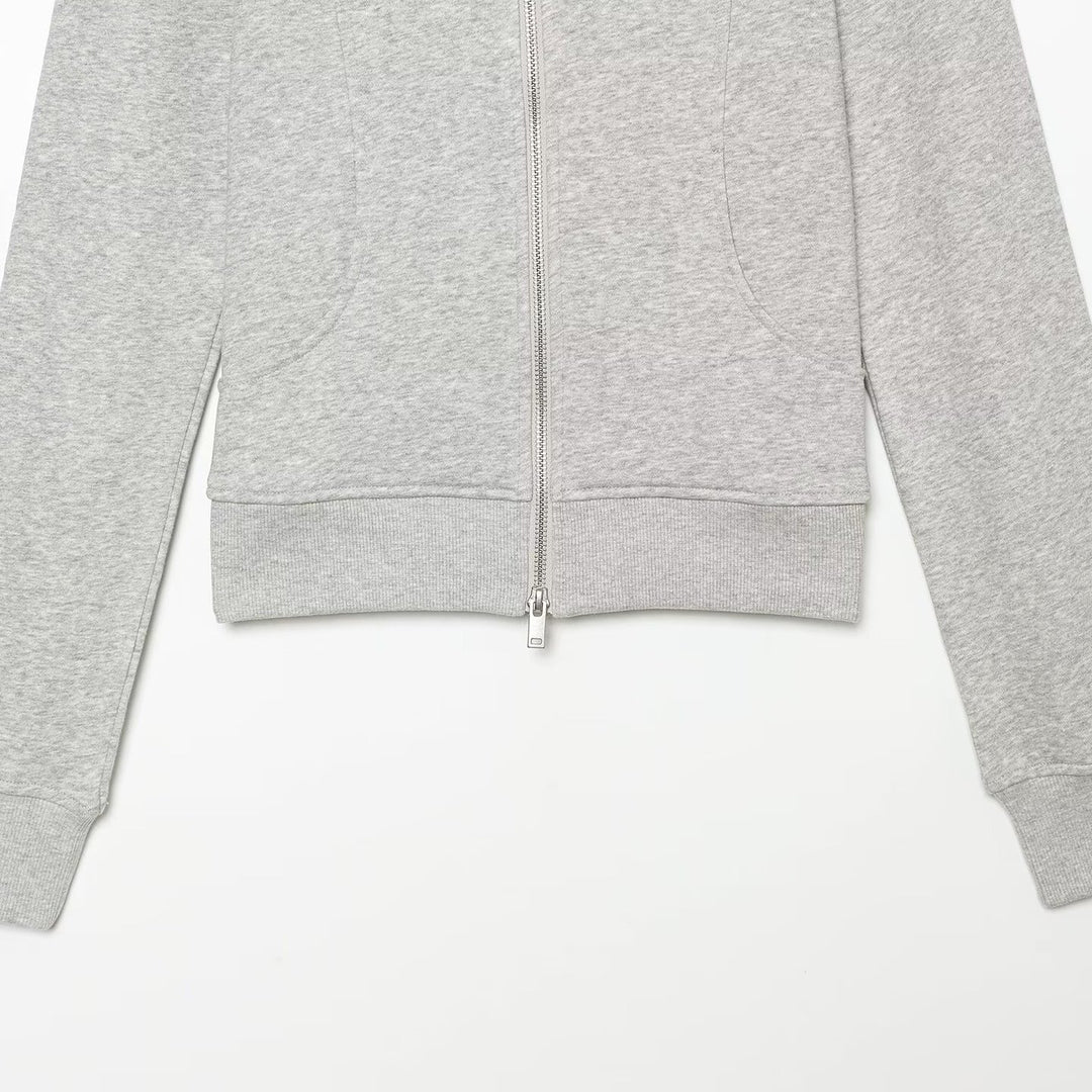 Damen Taillierte Sweatjacke mit Stehkragen, Reißverschluss und Raglanärmeln Drune