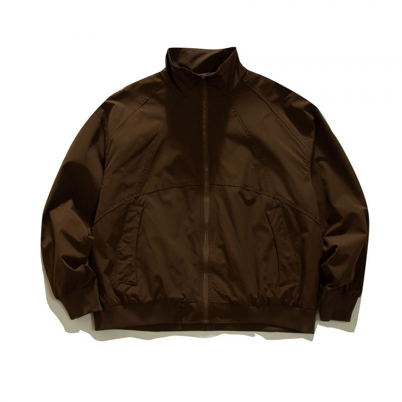 Herren Leichte Boxy-Trainingsjacke mit Stehkragen, Raglanärmeln und geripptem Saum Drune