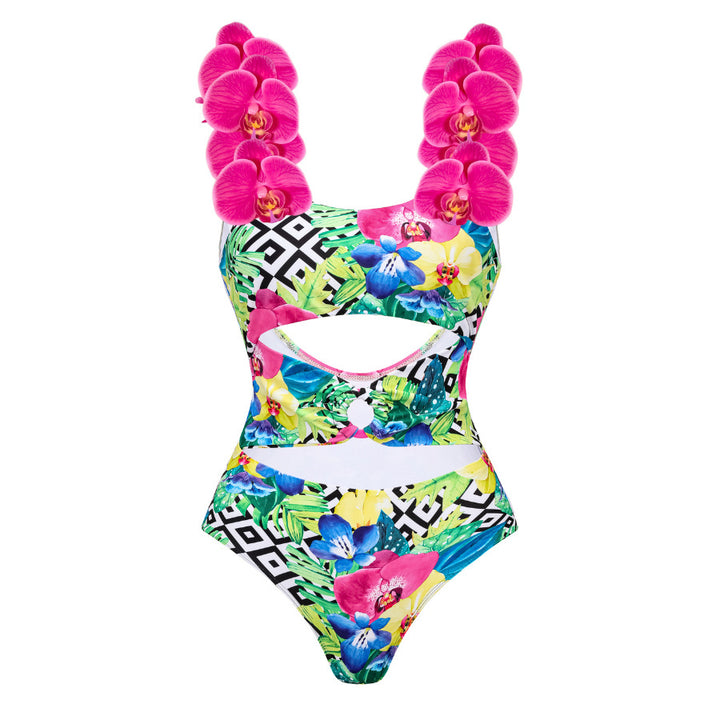 Damen Blumenmuster Badeanzug und Rock Set Drune