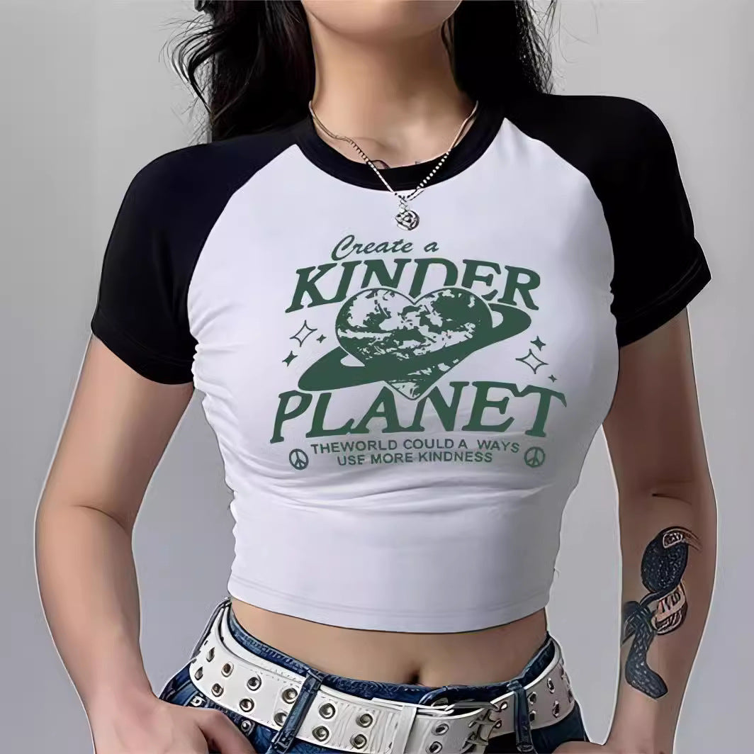 Damen Crop-Top mit motivierendem Schriftzug und lässigem Schnitt Drune