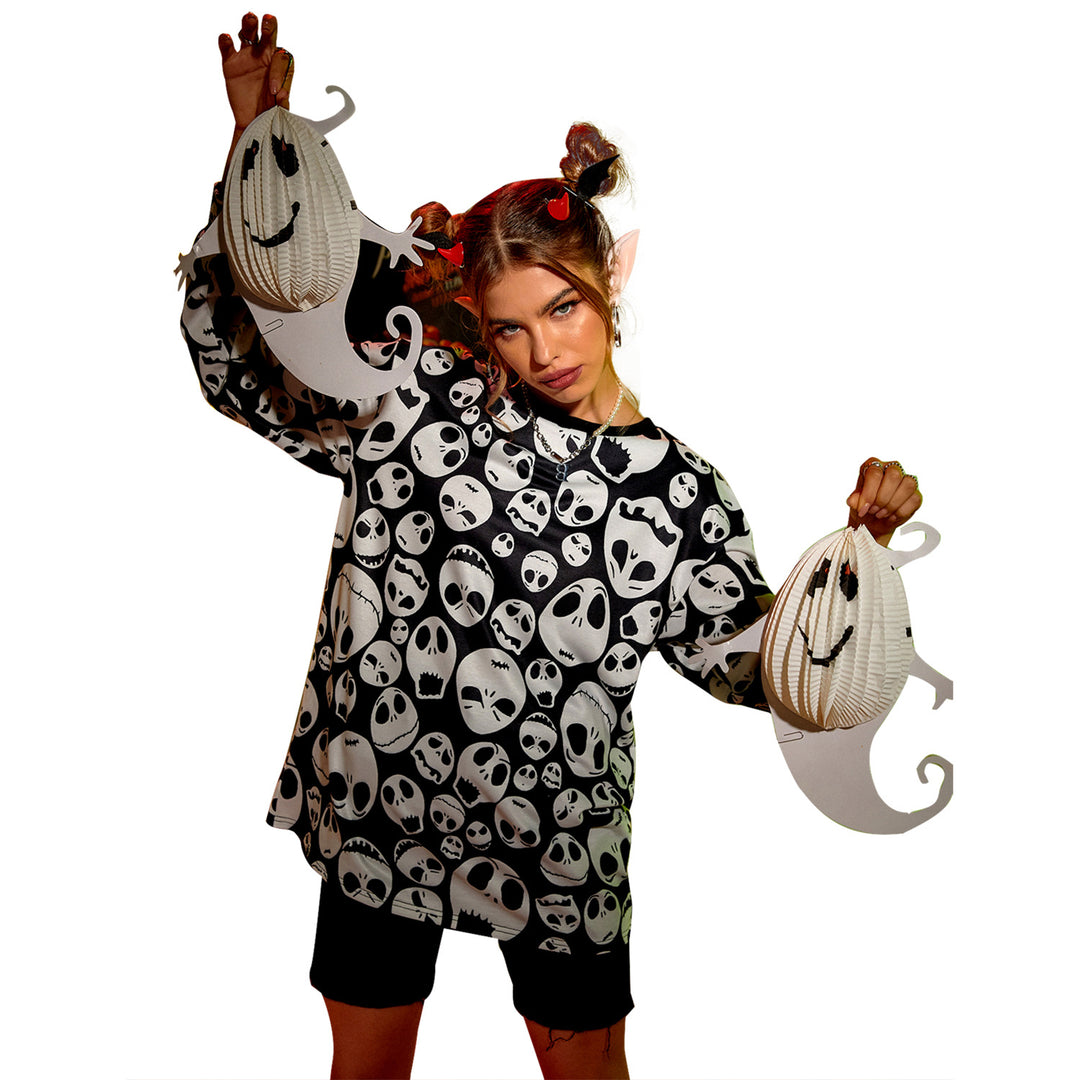 Damen oversized Sweatshirt mit einzigartigem Totenkopf-Design Drune