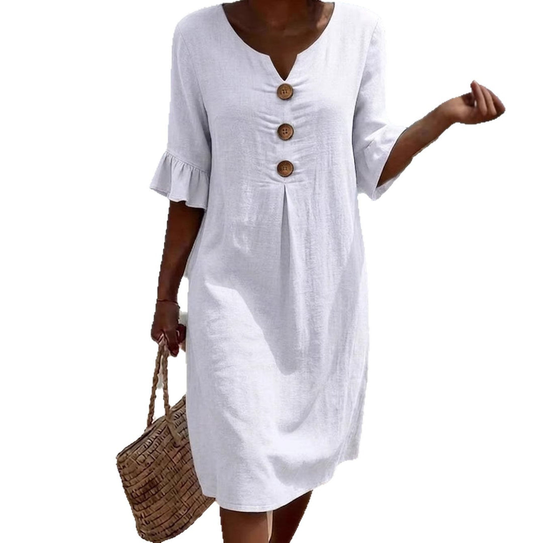 Damen Leichtes Sommerkleid mit Knopfdetails Drune