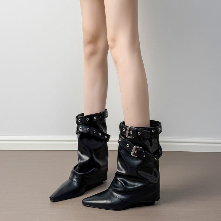 Damen Modische und elegante Knöchelstiefel Drune