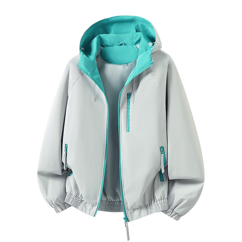 Damen Leichte Kapuzen‑Shelljacke im Urban‑Look mit kontrastfarbenem Futter, Reißverschlusstaschen und elastischem Bund Drune
