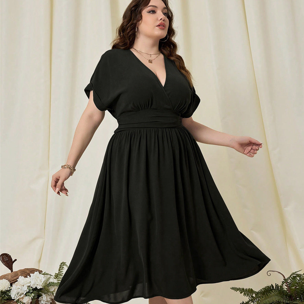 Damen Maxikleid mit elegantem Wickeldesign und fließendem Saum Drune