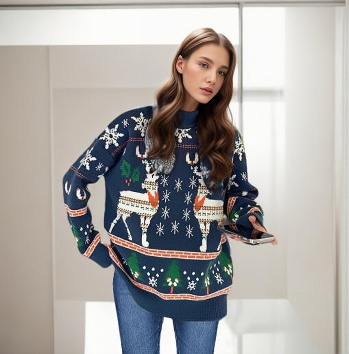 Damen Weihnachtspullover mit festlichem Motiv und lässigem Schnitt Drune
