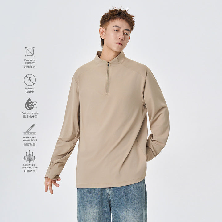 Herren Atmungsaktives Funktions‑Halbzip Trainingsshirt mit Stretch und Stehkragen Drune