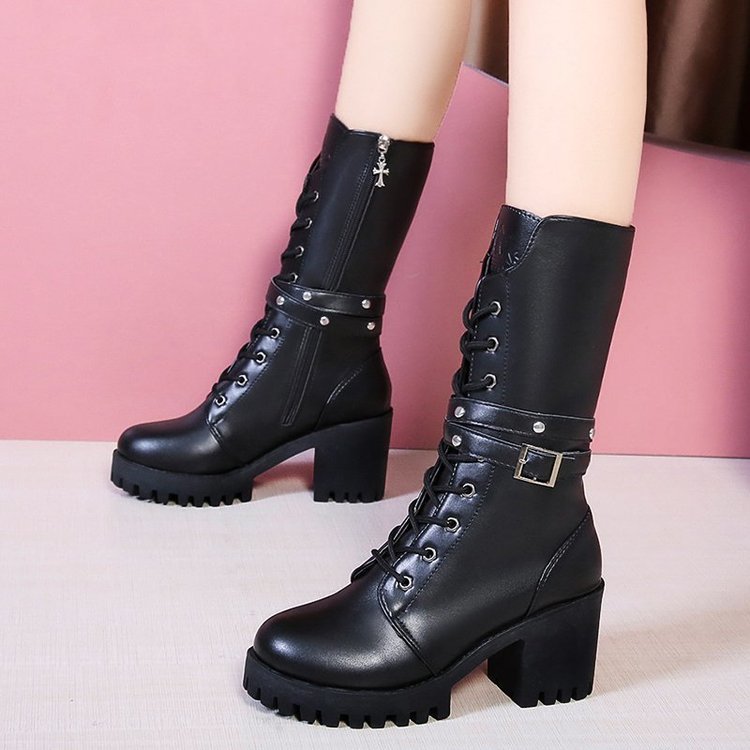 Damen Chunky Schnürstiefel mit modernem Design und robustem Blockabsatz Drune