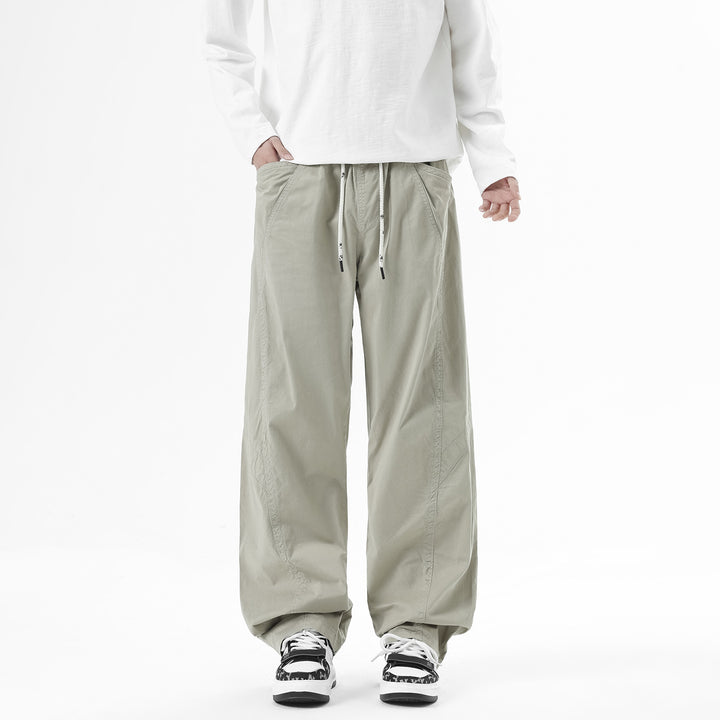 Herren Leichte Relaxed-Fit Bundhose mit Tunnelzug, schrägen Eingrifftaschen und Paneelnähten Drune