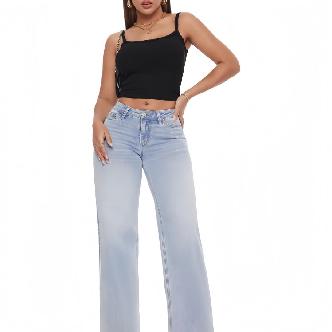 Damen Weite High‑Waist Schlagjeans aus Stretch Denim Drune