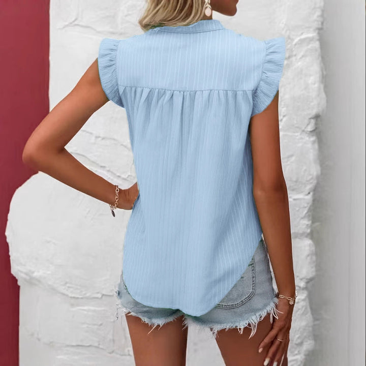 Damen Bluse mit Rüschendetails und kurzem Ärmel Drune