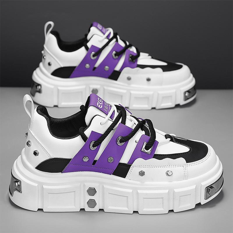 Damen Plateau-Sneaker mit dekorativen Metallnieten und strukturiertem Overlayer Drune