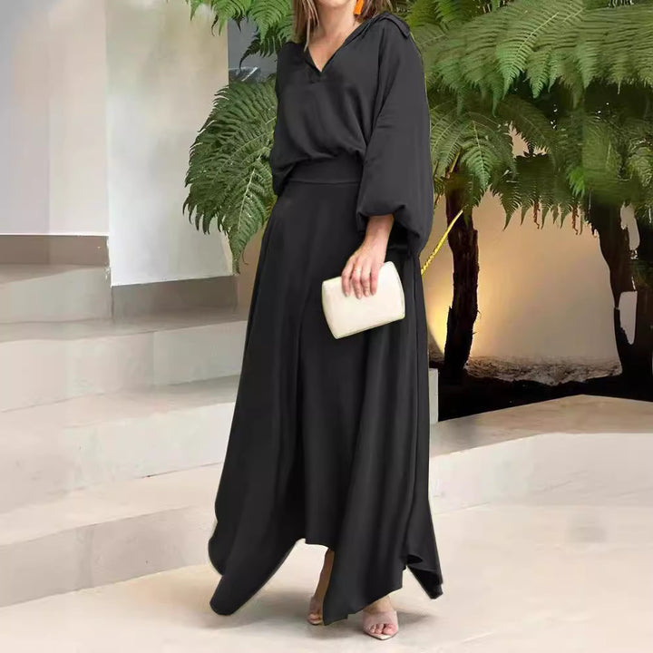 Damen Maxikleid mit weitem Schnitt und eleganten Ärmeln Drune