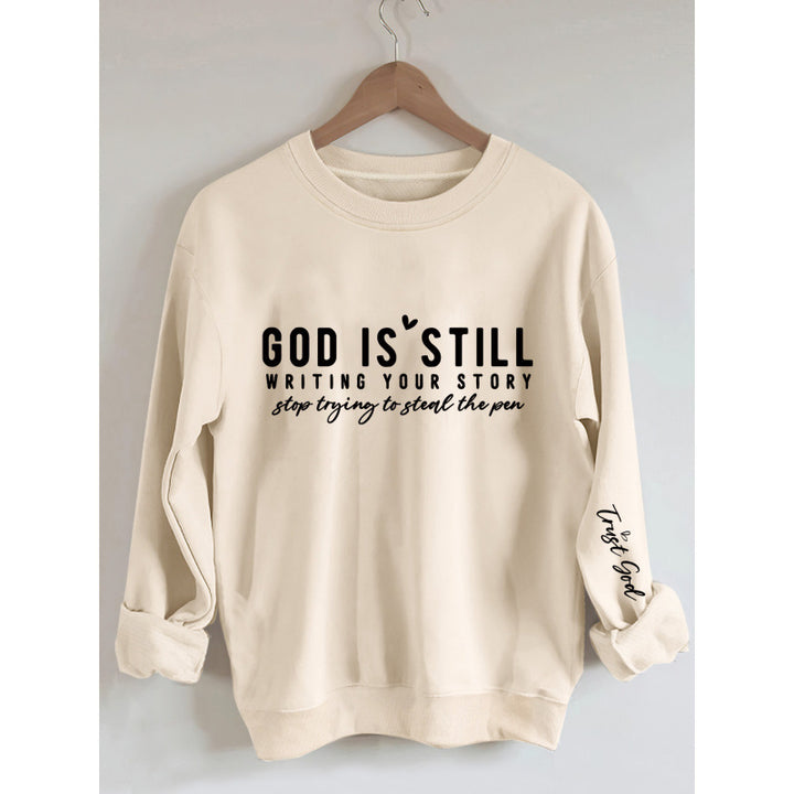 Damen Pullover mit inspirierendem Aufdruck und lässigem Schnitt Drune