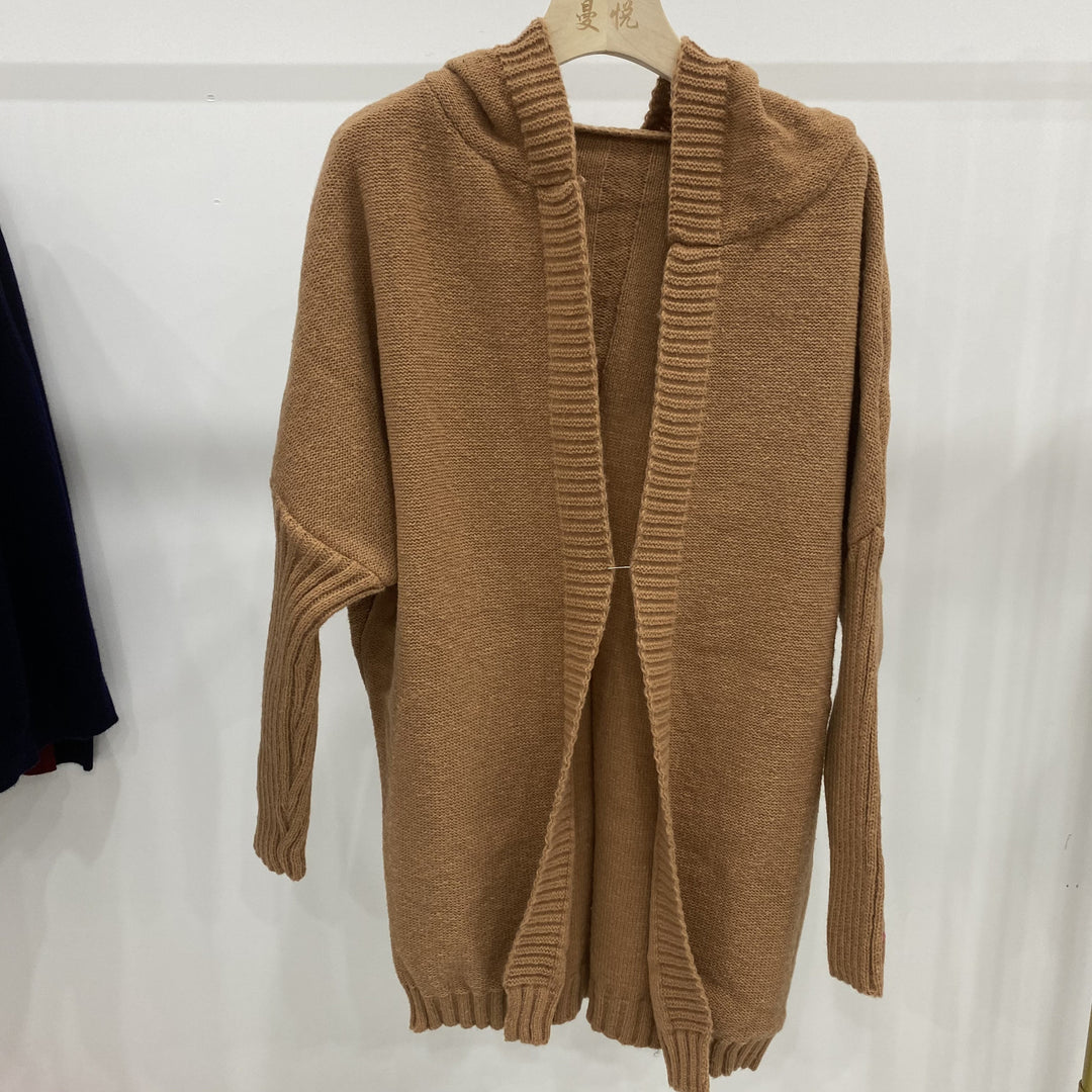 Damen Longline Kapuzen-Strickcardigan mit offener Front Drune