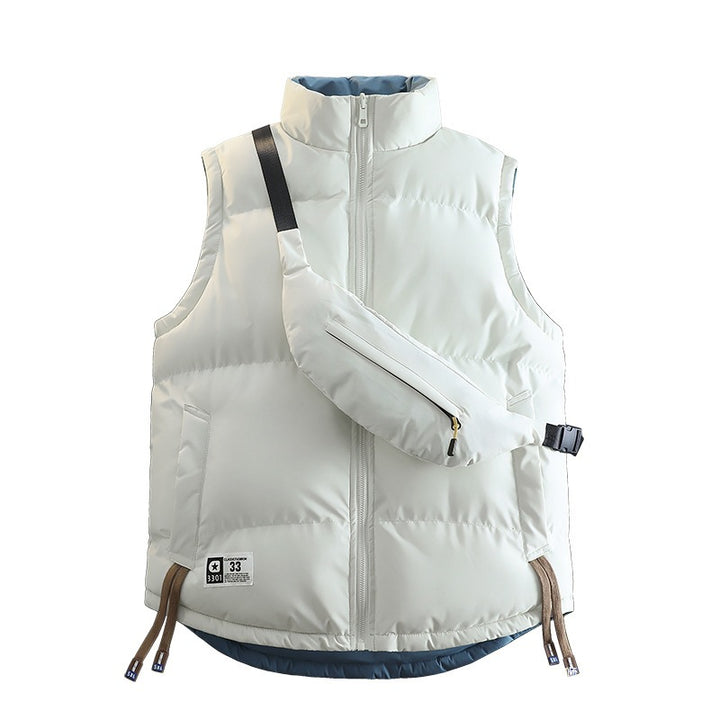 Damen Moderne gesteppte Outdoor-Weste mit integriertem Gürteltaschen‑System und hohem Stehkragen Drune