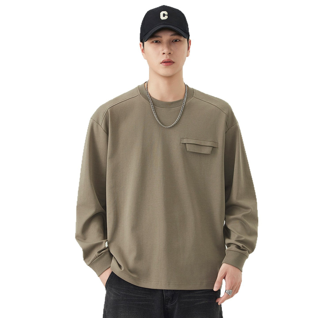 Herren Oversize Sweatshirt mit Brustklappe und Raglanärmeln Drune