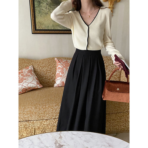 Damen modischer Cardigan mit V-Ausschnitt und Knopfdetails Drune