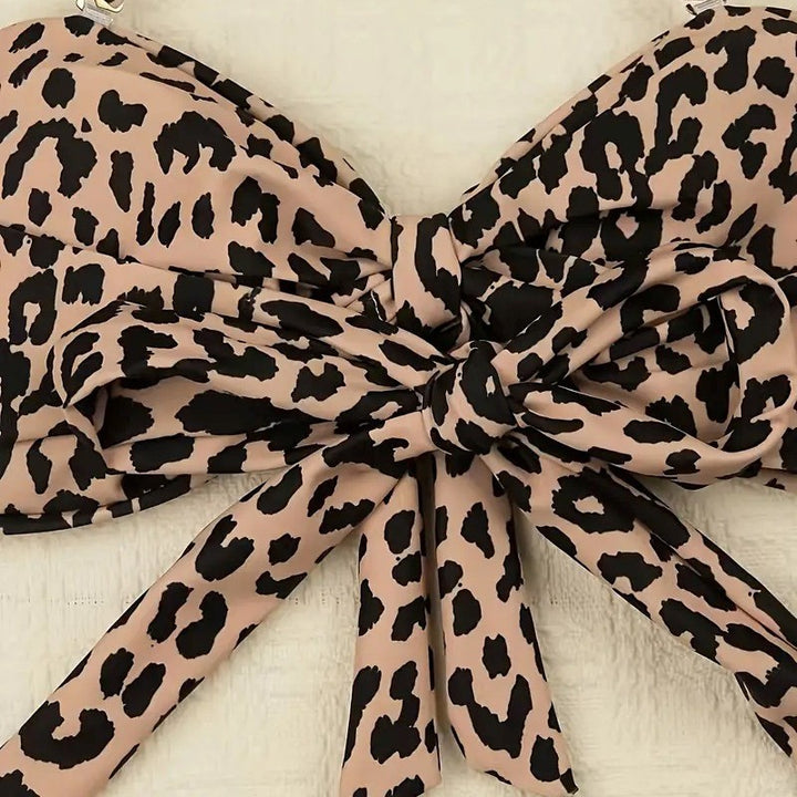 Damen Cutout Leopard Print Bikini Set Drune