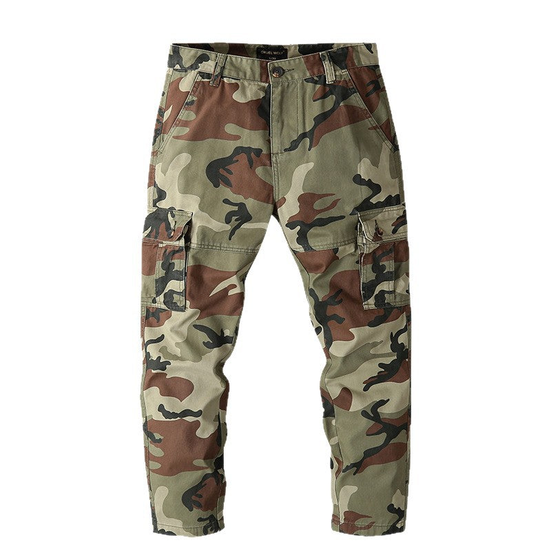 Herren Cargohose mit taktischem Tarnmuster und mehreren Klappentaschen Drune