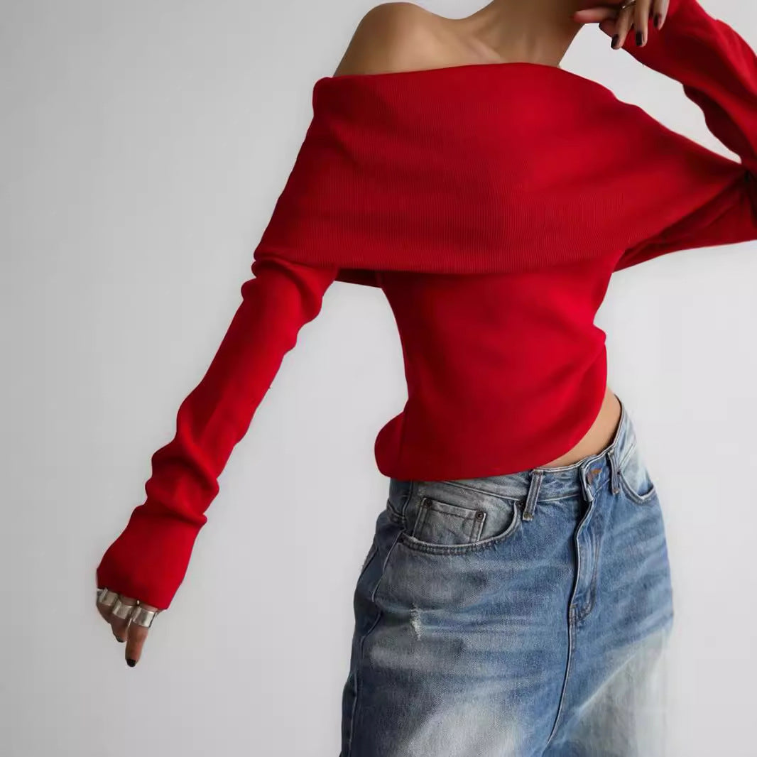 Damen Off-Shoulder Strickoberteil mit elegantem Schnitt Drune