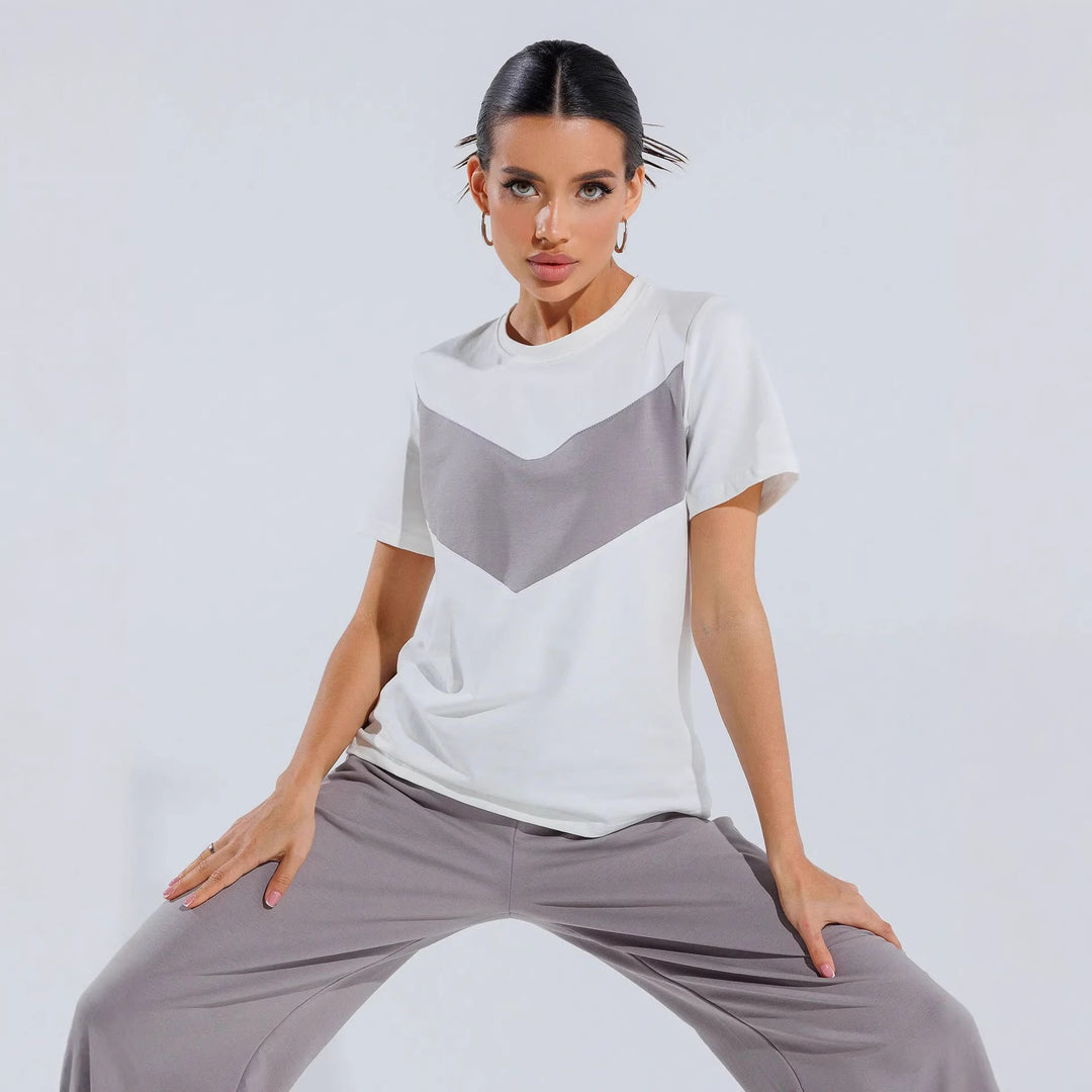 Damen lässiges T-Shirt mit modernem Farbblockdesign und leichtem Oversized-Schnitt