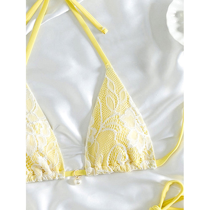 Damen Triangel-Bikini mit floralen Spitzenakzenten Drune