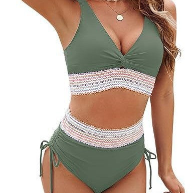 Damen Hochgeschnittener Bikini mit romantischem Spitzen-Detail Drune