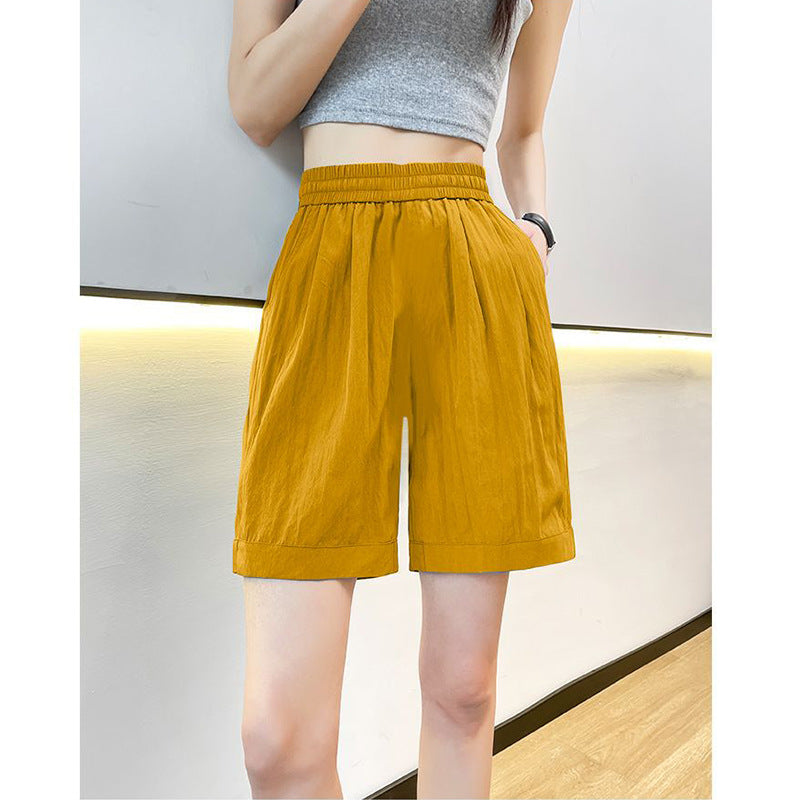 Damen lässige Shorts mit elastischem Bund und seitlichen Eingrifftaschen