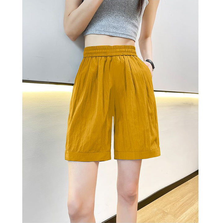 Damen lässige Shorts mit elastischem Bund und seitlichen Eingrifftaschen