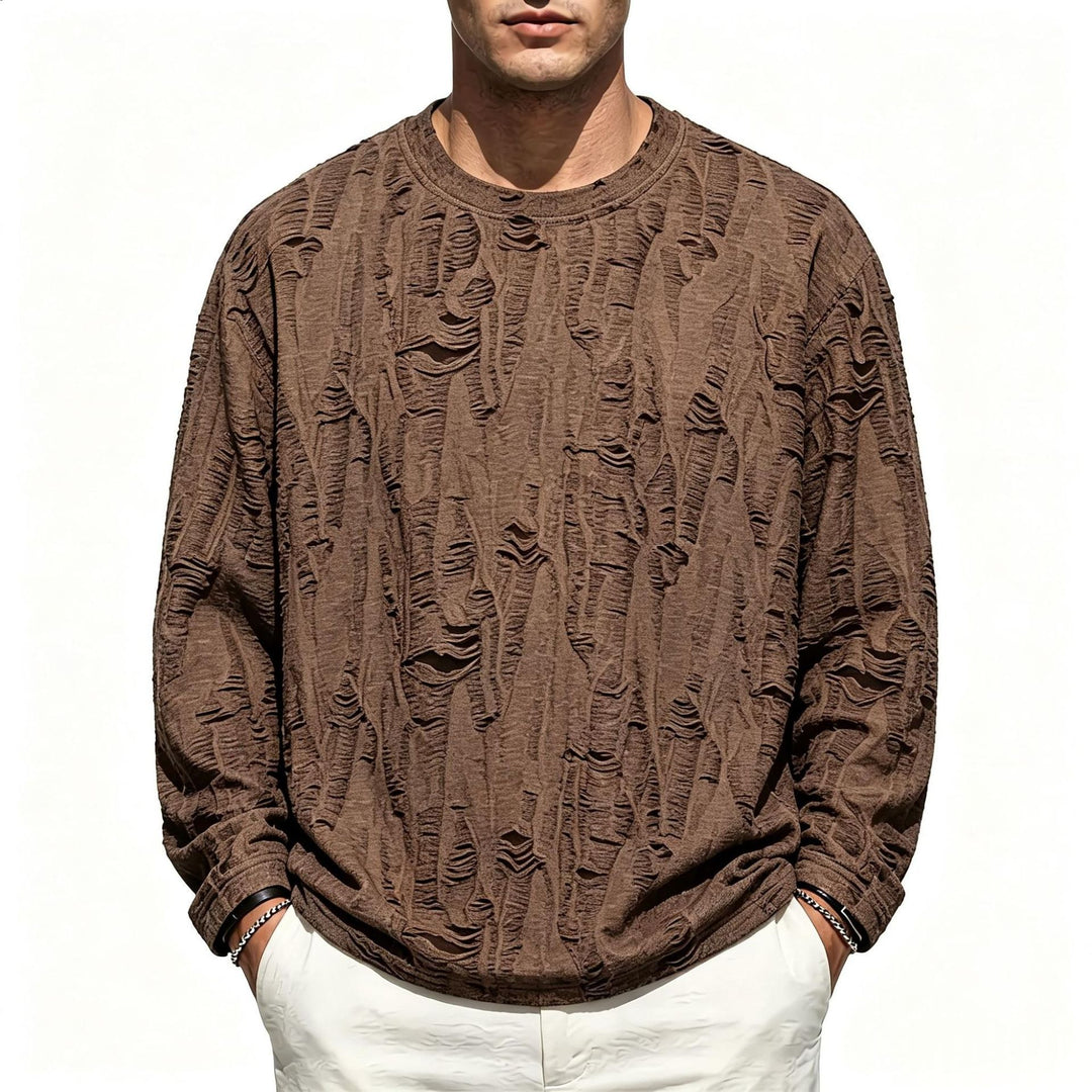 Herren Oversize-Sweatshirt mit ausgefranstem Look und strukturierter Rippoptik Drune
