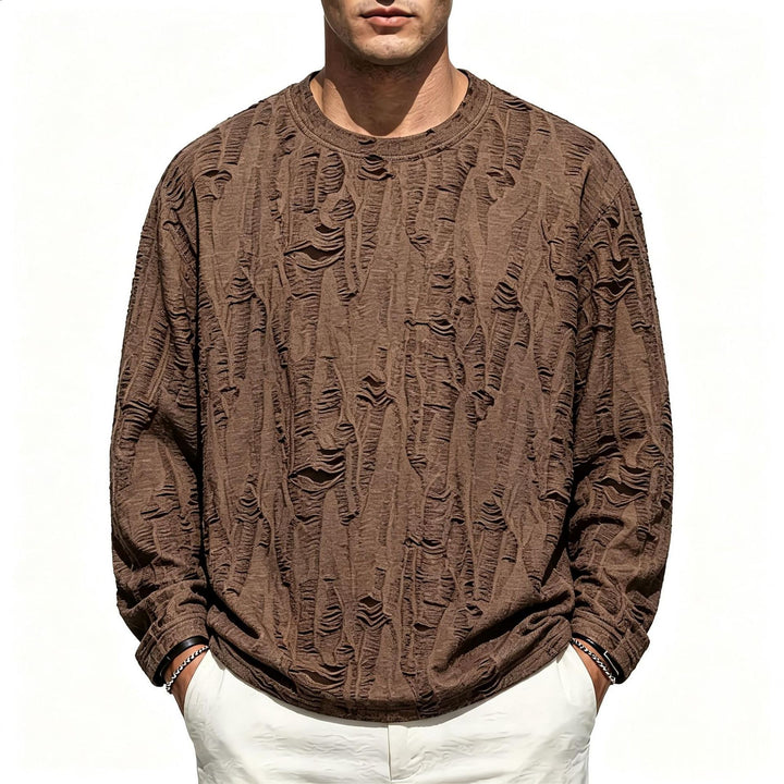 Herren Oversize-Sweatshirt mit ausgefranstem Look und strukturierter Rippoptik Drune