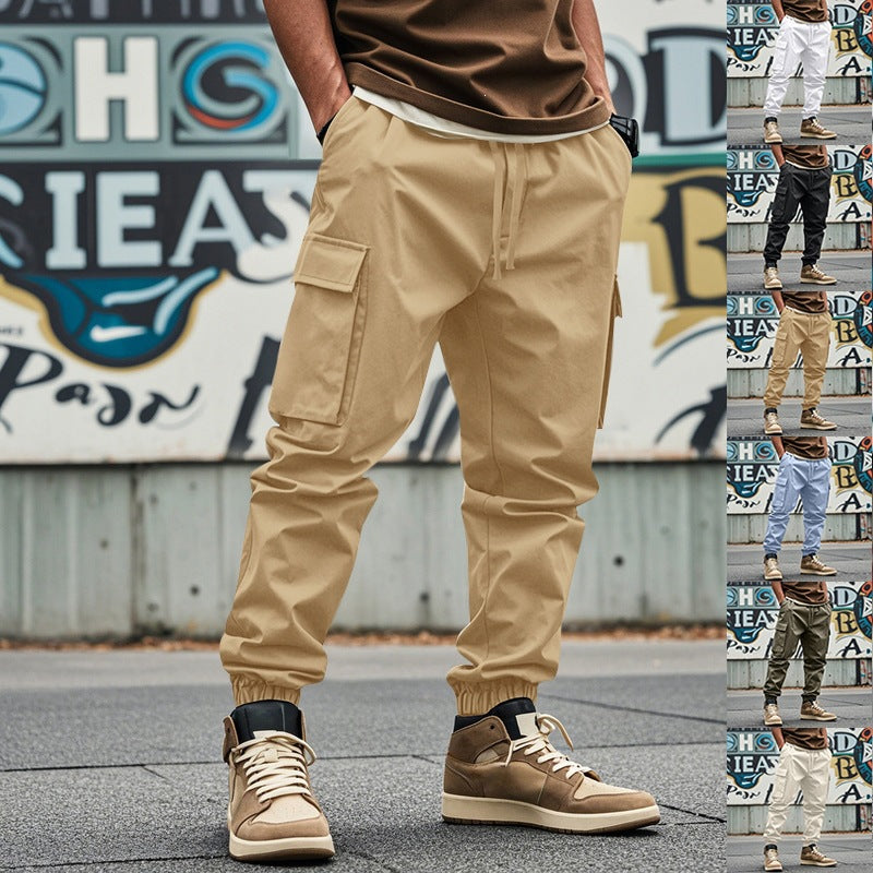 Herren Tapered Cargo-Jogginghose mit Kordelzug, aufgesetzten Klappentaschen und elastischen Bündchen Drune