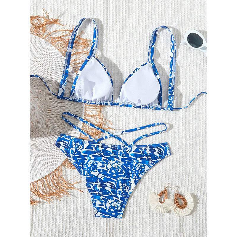 Damen Triangel-Bikini mit verstellbaren Trägern und stylischem Farbmustermix Drune