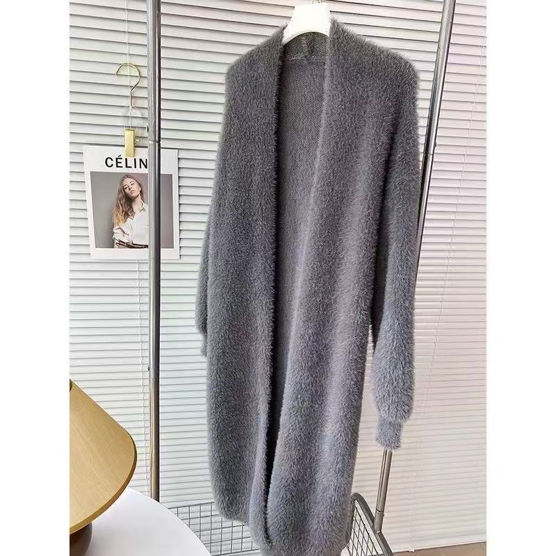 Damen Flauschiger Langarm Cardigan Drune