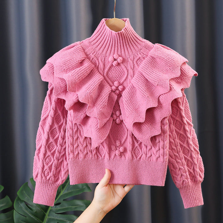 Damen Strickpullover mit voluminösen Rüschendetails Drune