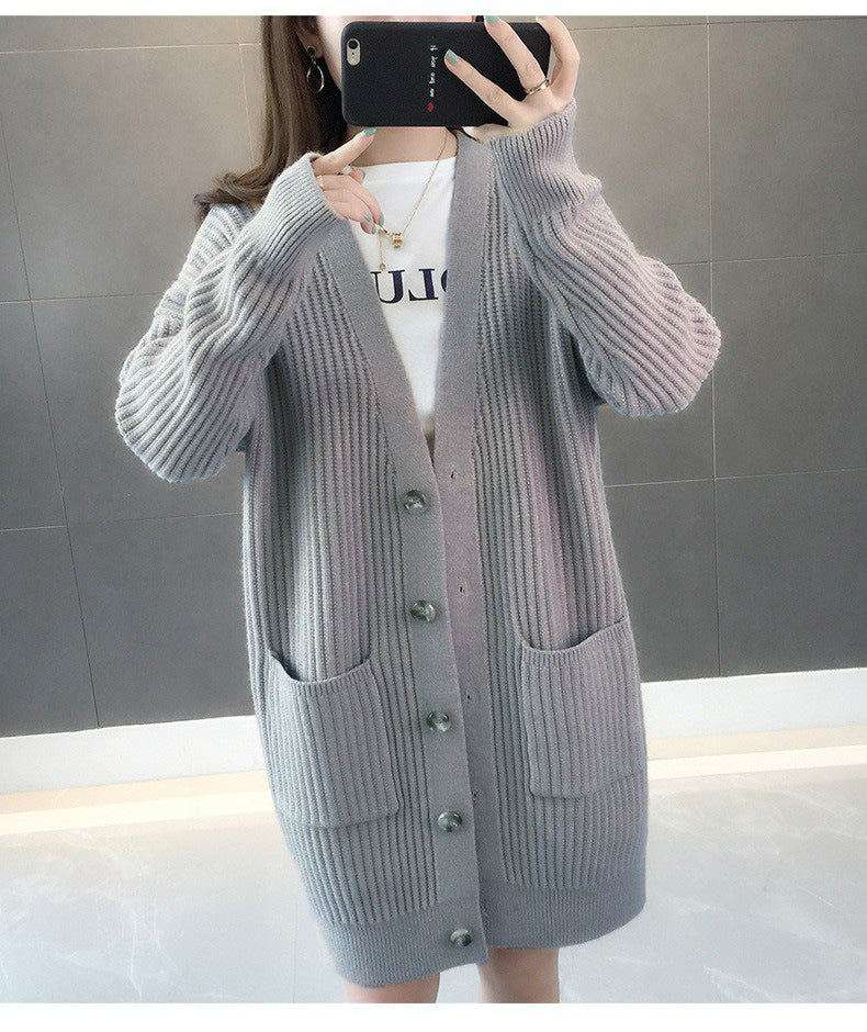 Damen Strickjacke mit Eingrifftaschen und Knopfleiste Drune