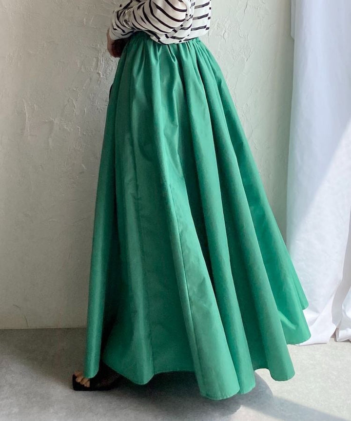 Damen Eleganter Teller‑Maxirock mit hohem Bund, versteckten Eingrifftaschen und verstärktem Saum Drune