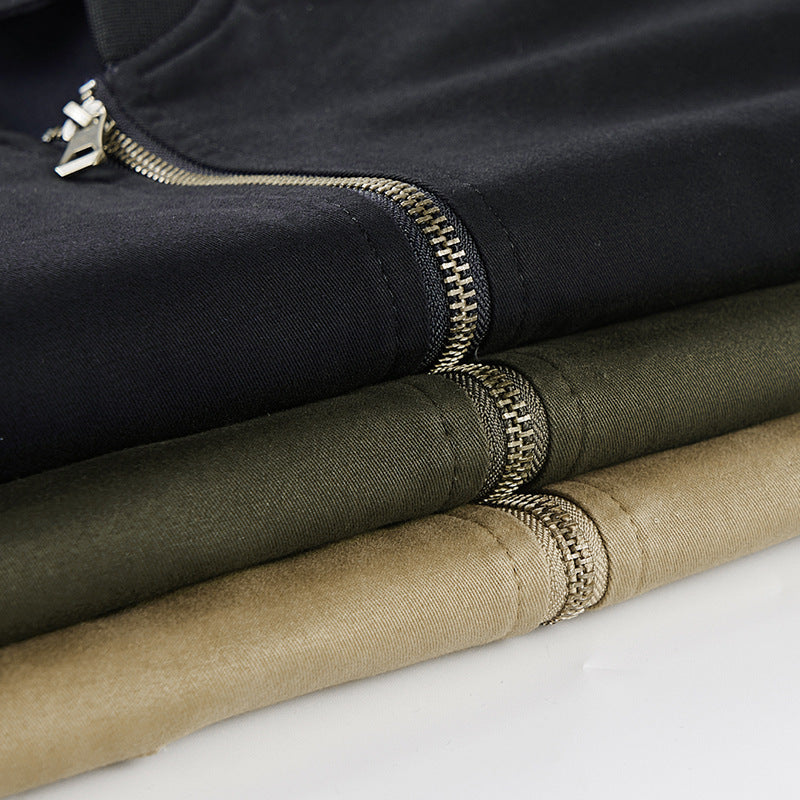 Herren Robust-Canvas-Bomberjacke mit Reißverschluss-Ärmeltasche und aufgesetzten Klappentaschen Drune